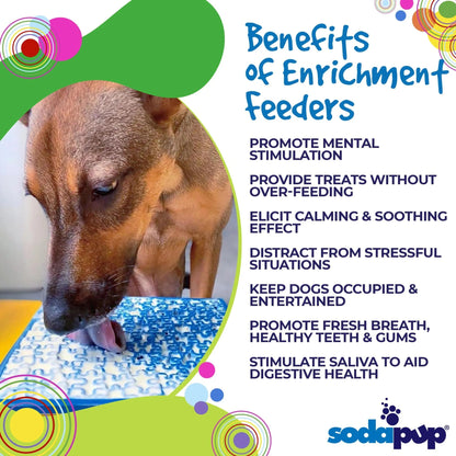 Blue jigsaw lick mat with treats for dog anxiety relief