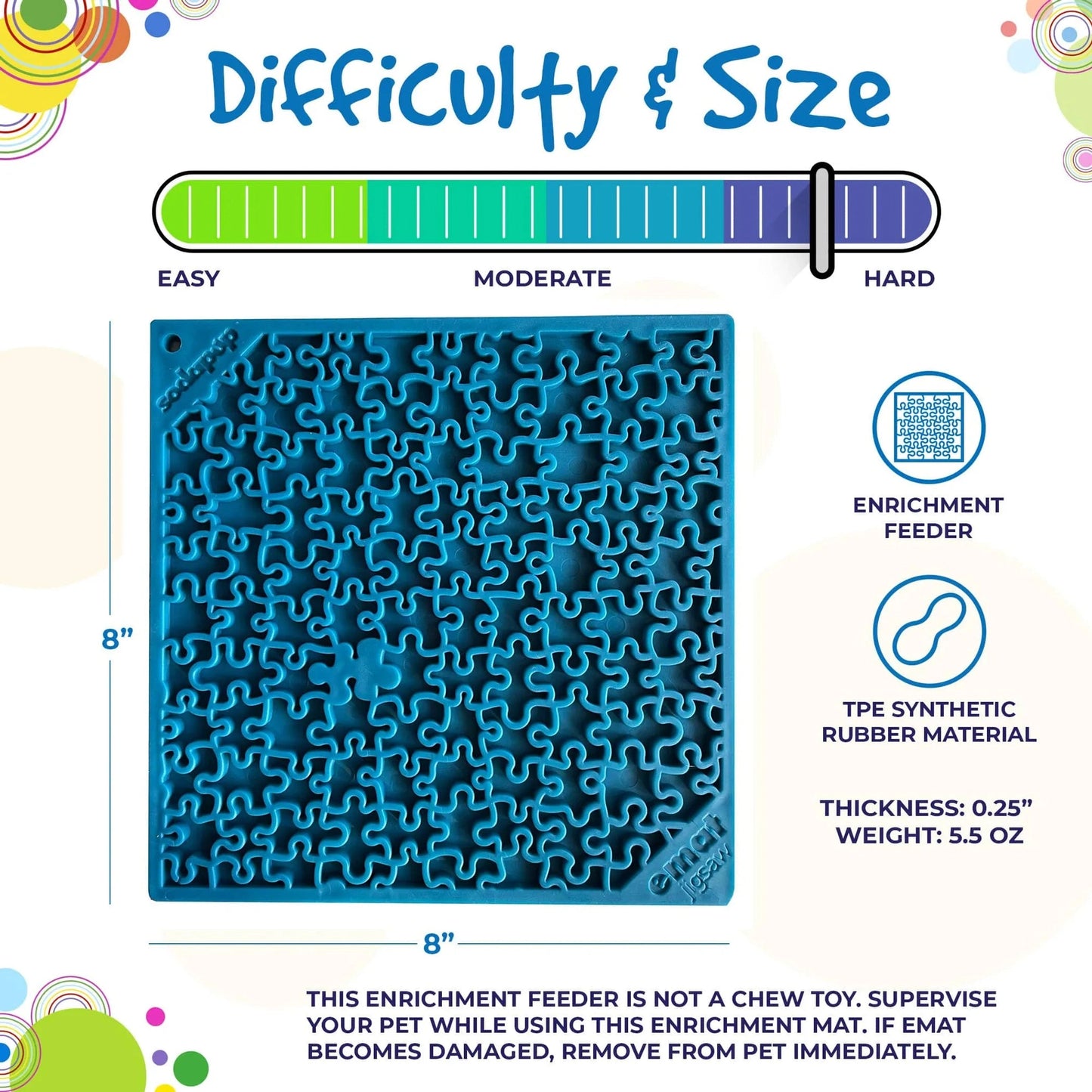 8x8 inch blue TPE jigsaw puzzle lick mat flat lay
