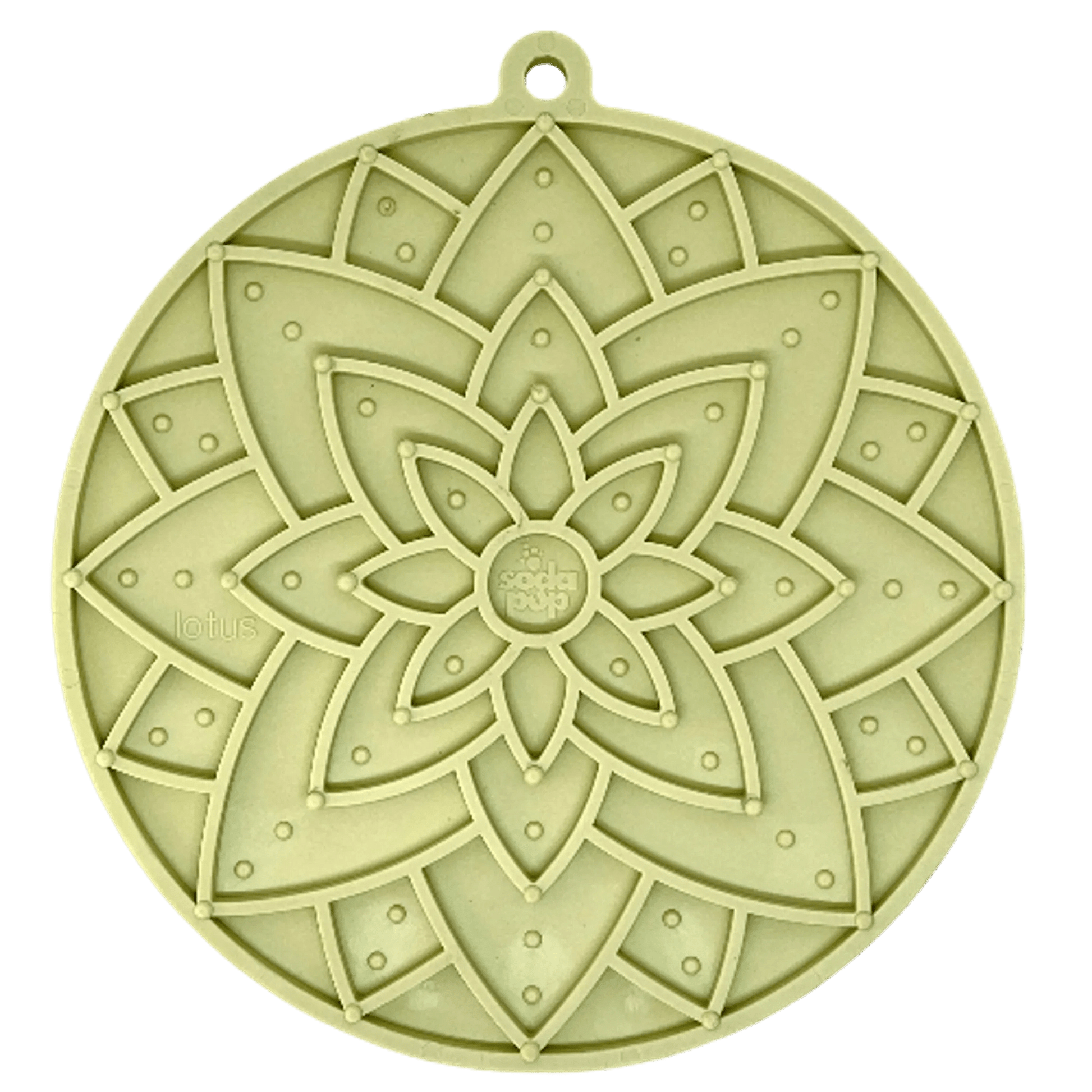 Olive green SodaPup Lotus silicone lick mat with suction cups for pet mental stimulation