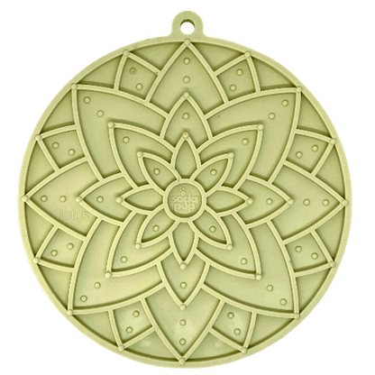 Olive green SodaPup Lotus silicone lick mat with suction cups for pet mental stimulation