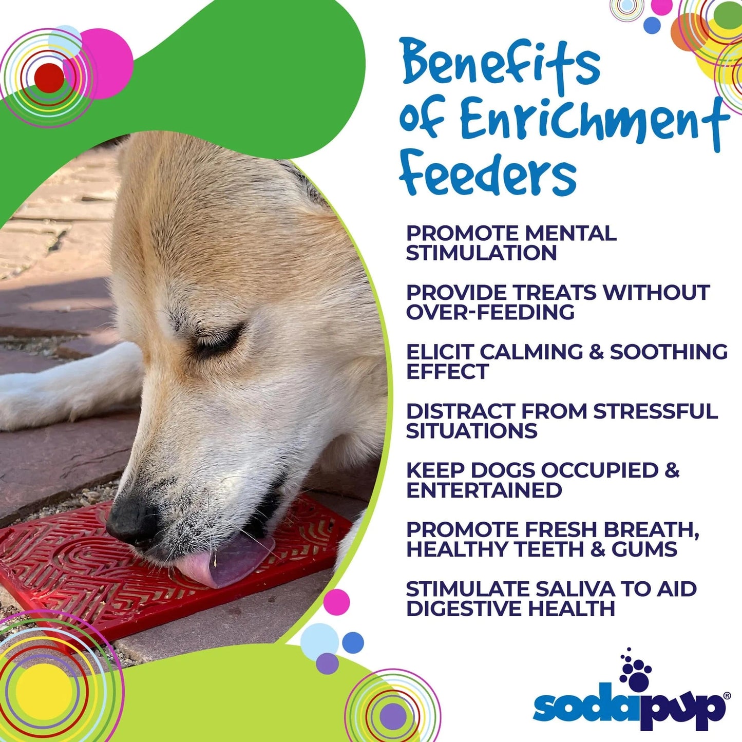 Dog licking red heart textured lick mat for anxiety relief and mental stimulation