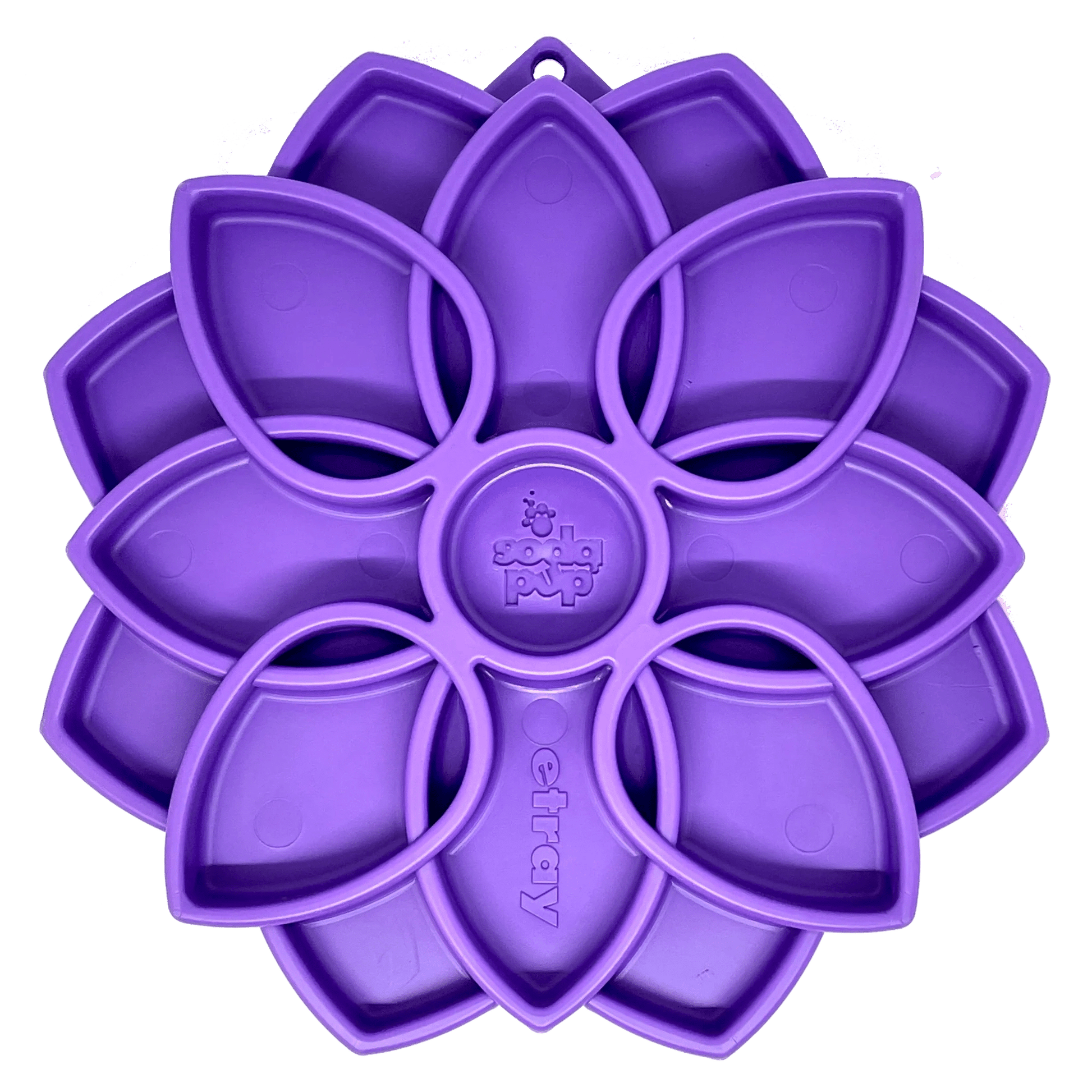 Purple SodaPup Mandala slow feeder dog lick mat with flower design