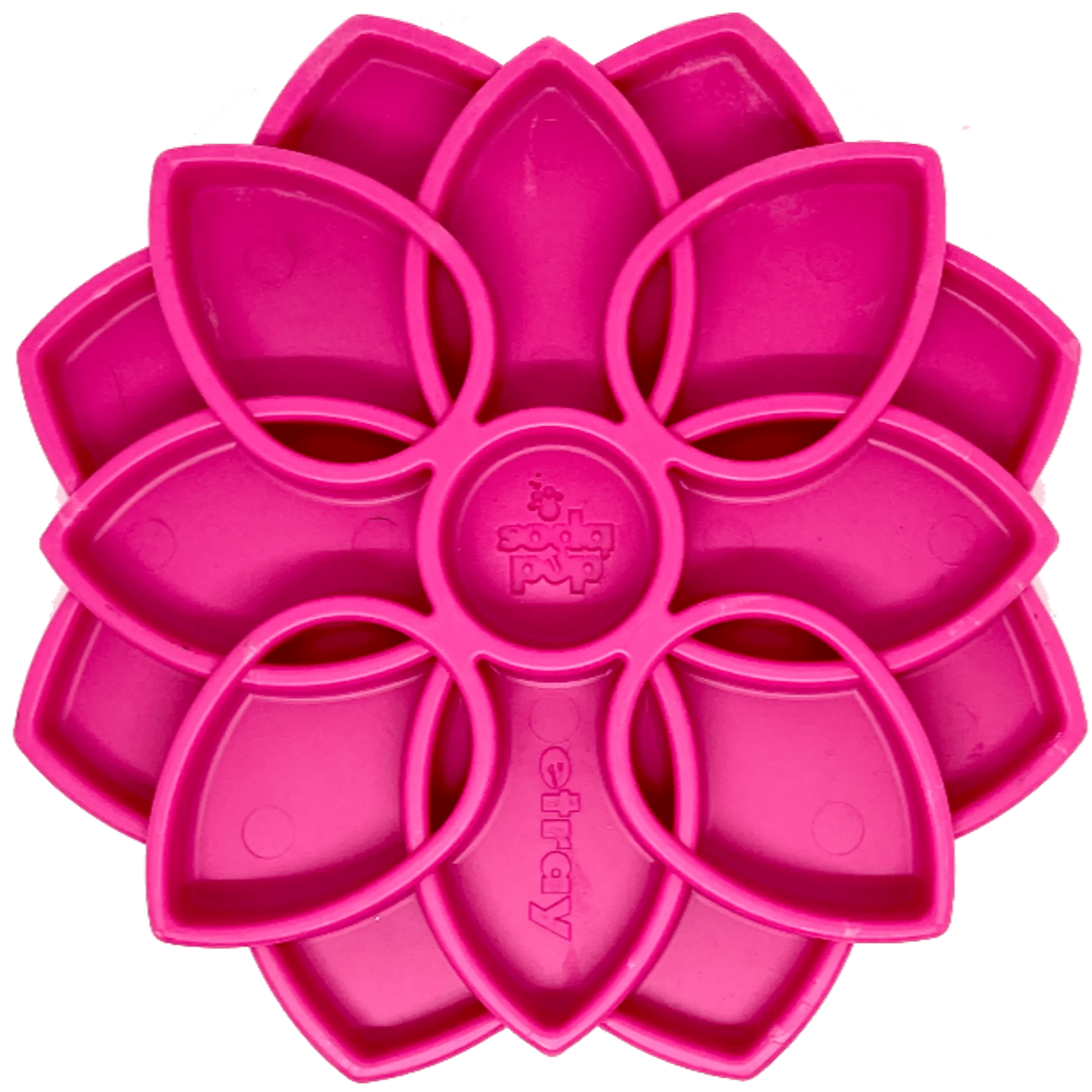 Pink SodaPup Mandala slow feeder dog lick mat with flower design