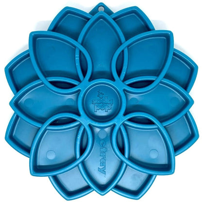 Blue SodaPup Mandala slow feeder dog lick mat with flower design