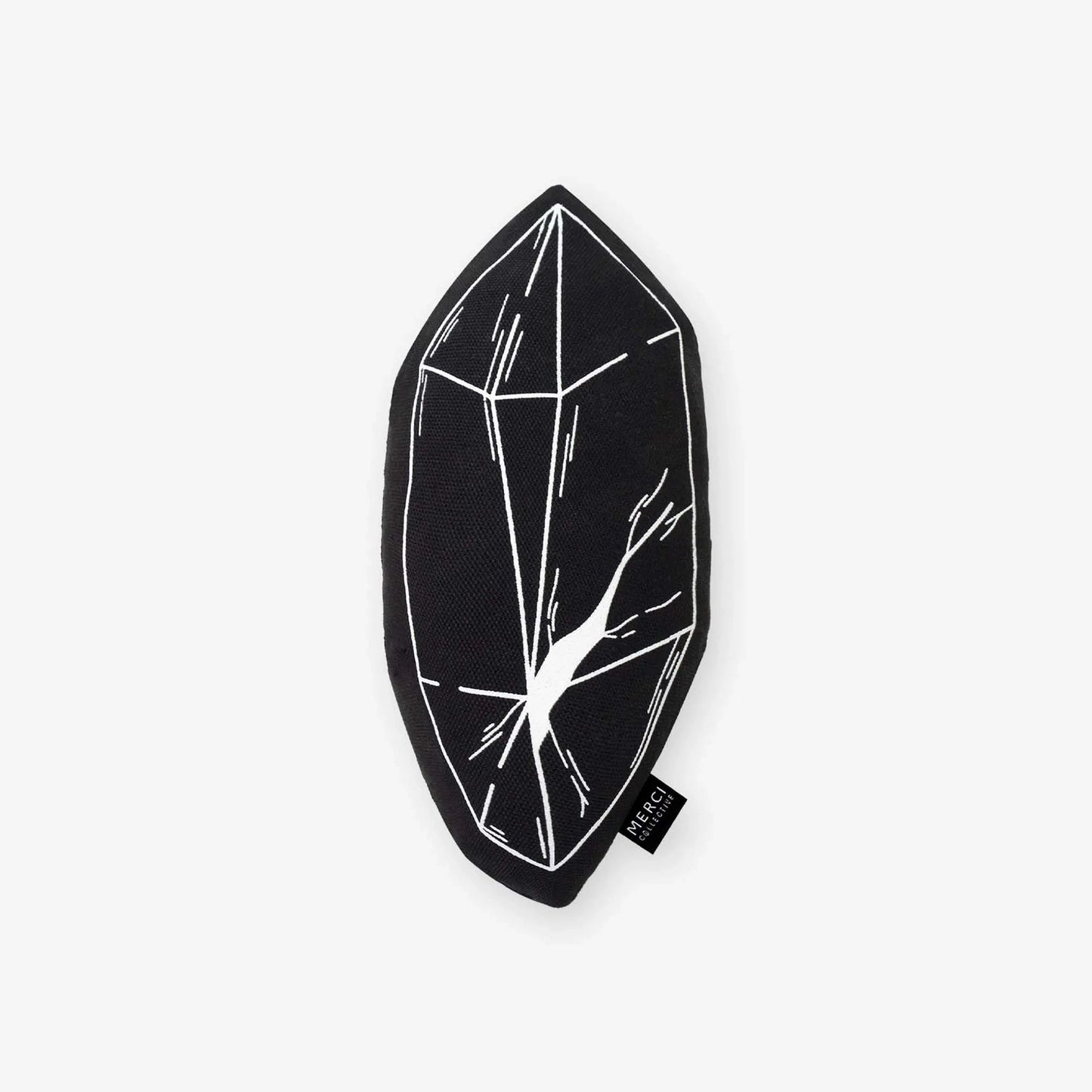 Black Merci Collective Chouchou Catnip Kicker crystal cat toy with white line art and tag