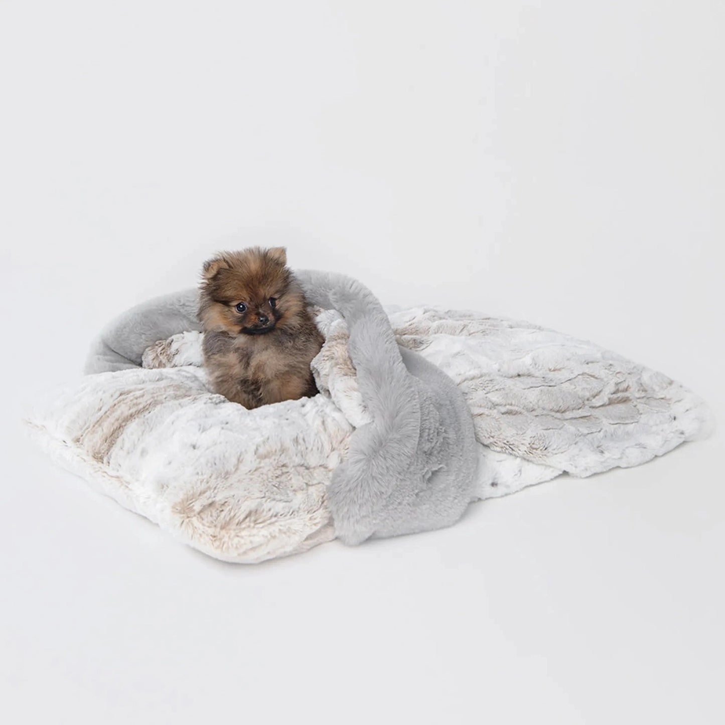 Ritz Hideaway Luxe Dog Bed with faux fur and plush cushion for small dogs