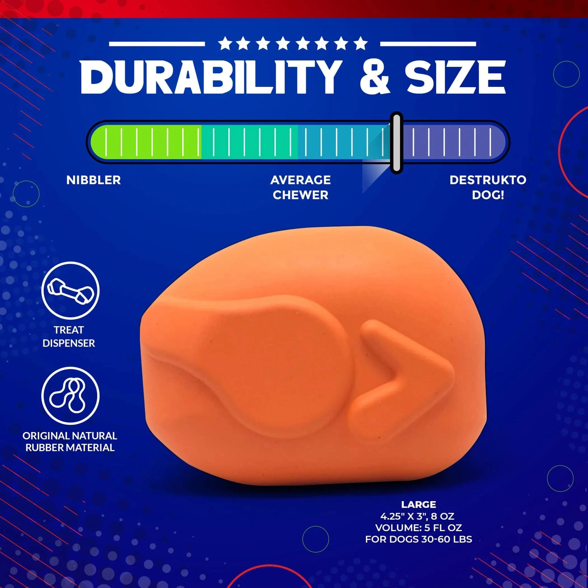 Large durable rubber turkey chew toy for average chewers