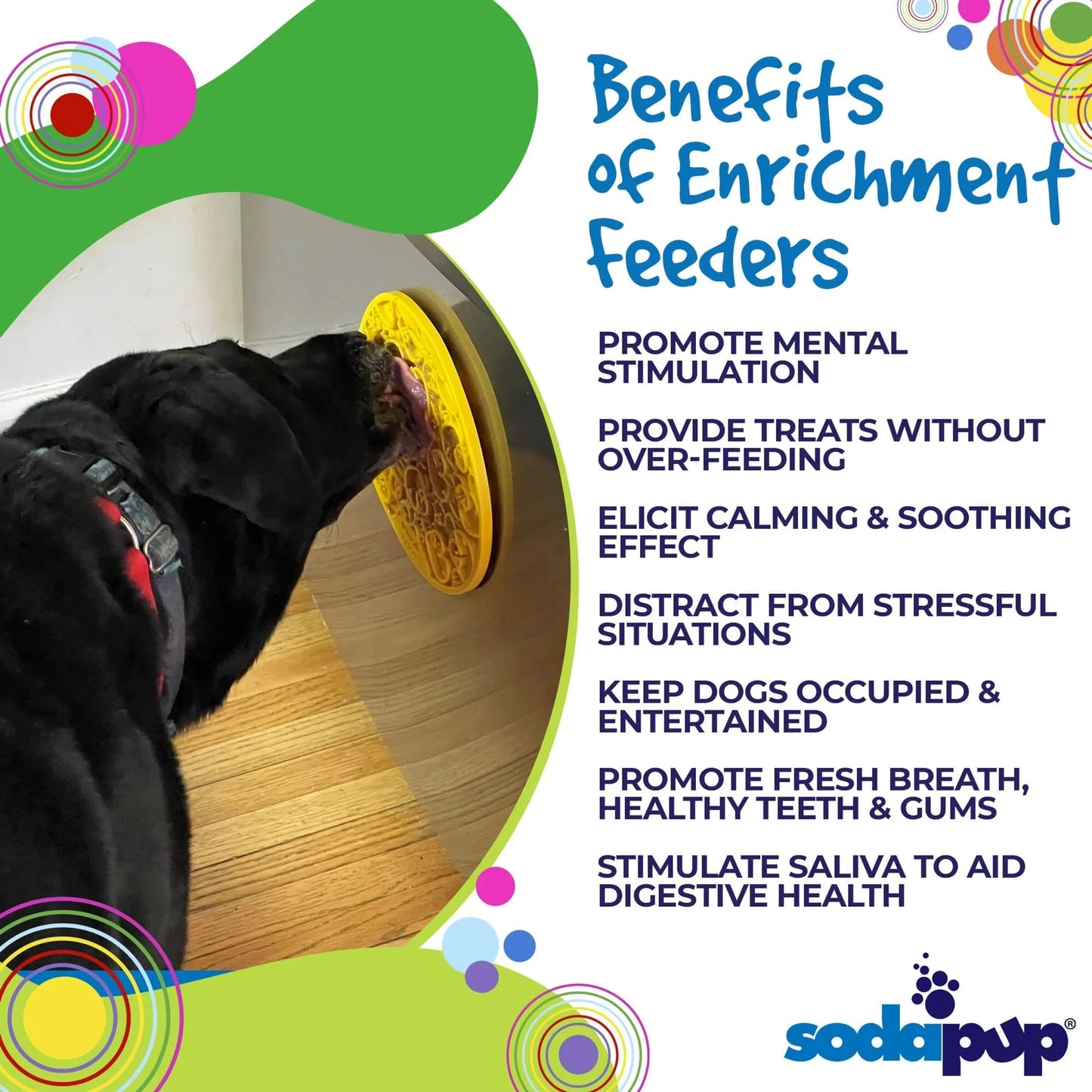 Dog using yellow duck lick mat for anxiety relief and grooming