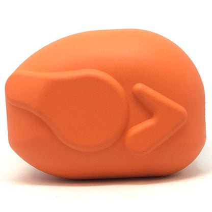 Matte orange rubber roasted turkey dog toy front view
