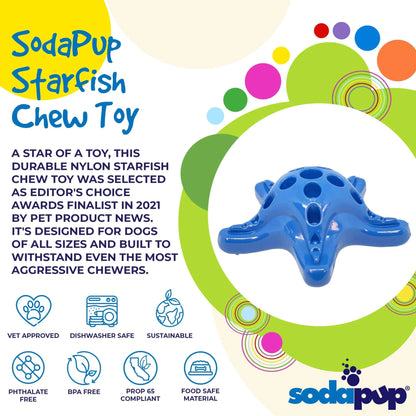 SodaPup blue starfish dog puzzle feeder with dishwasher safe features