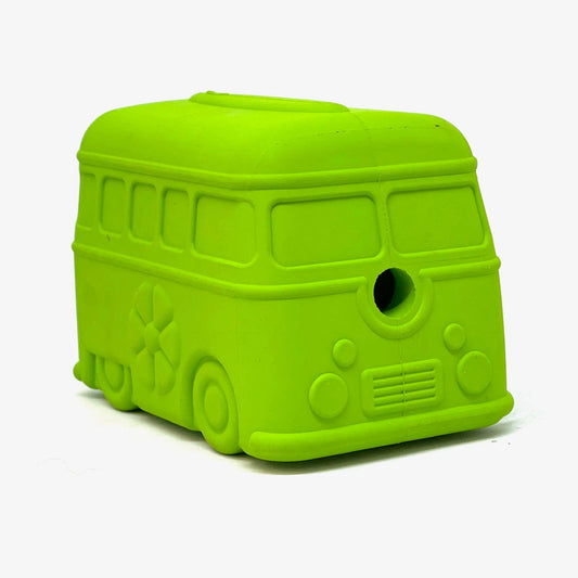 Lime green retro van treat dispenser chew toy for dogs