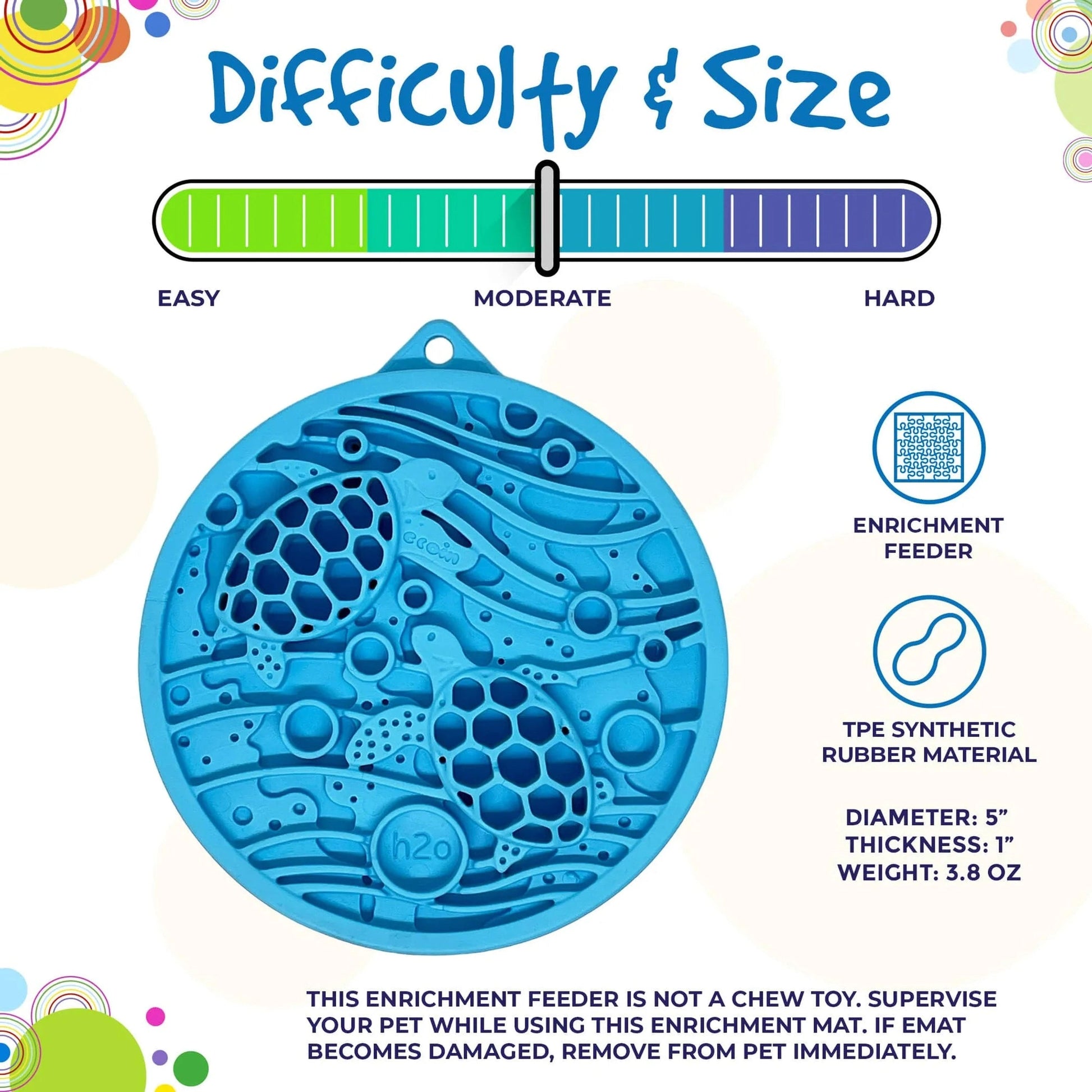 Blue eco-in h2o turtle enrichment feeder with textured ridges and sea design