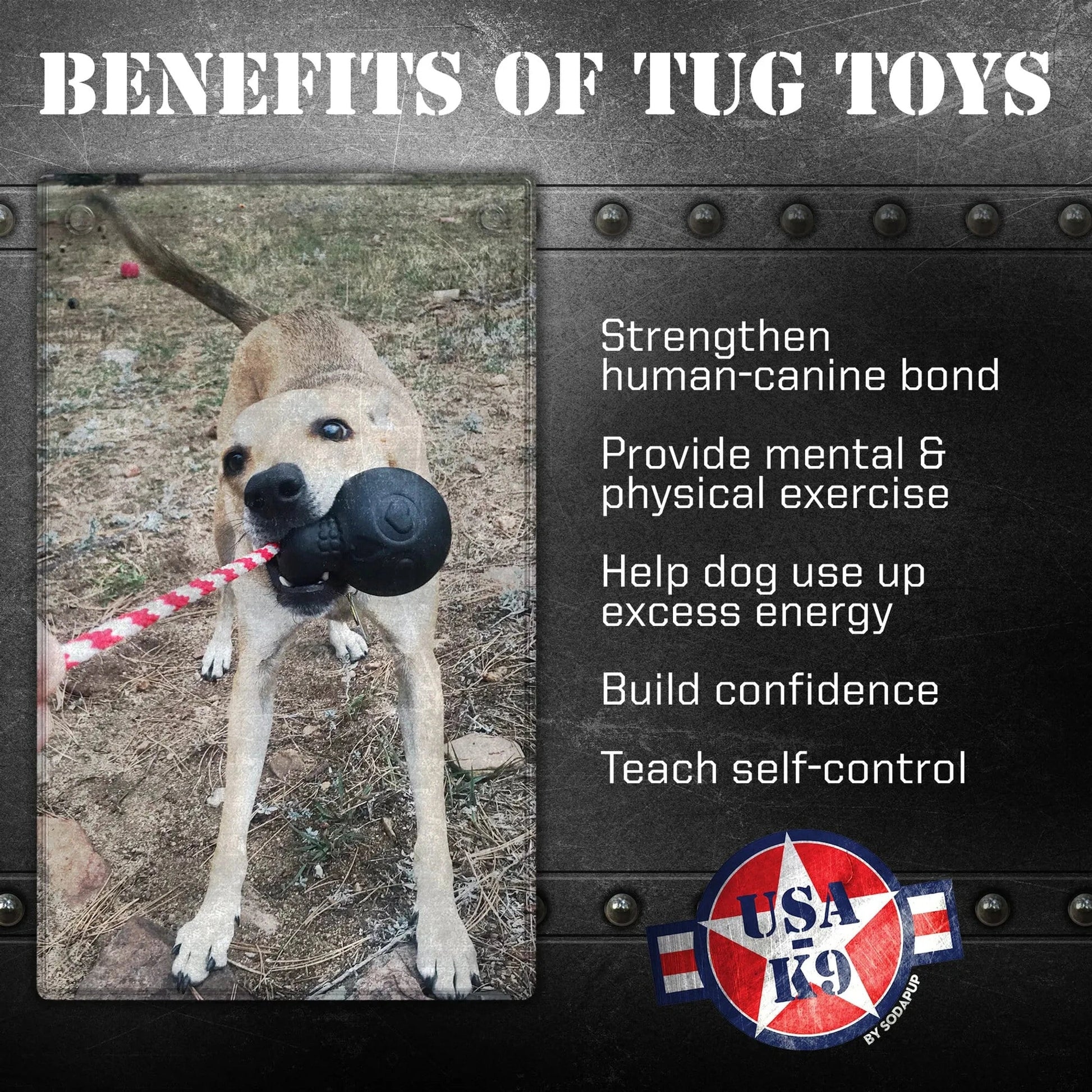 Black SodaPup Skull Tug Toy Benefits for Mental Exercise and Bonding