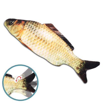 Beige and brown realistic scale pattern fish toy with dark tail fin and rotating joint detail
