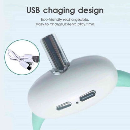 Close-up of white smart laser cat collar housing with USB-C charging port
