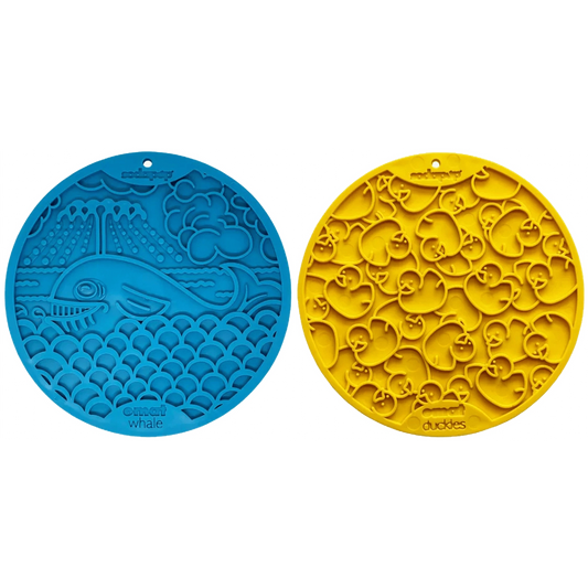 SodaPup yellow rubber duckies suction lick mat with embossed ducky texture