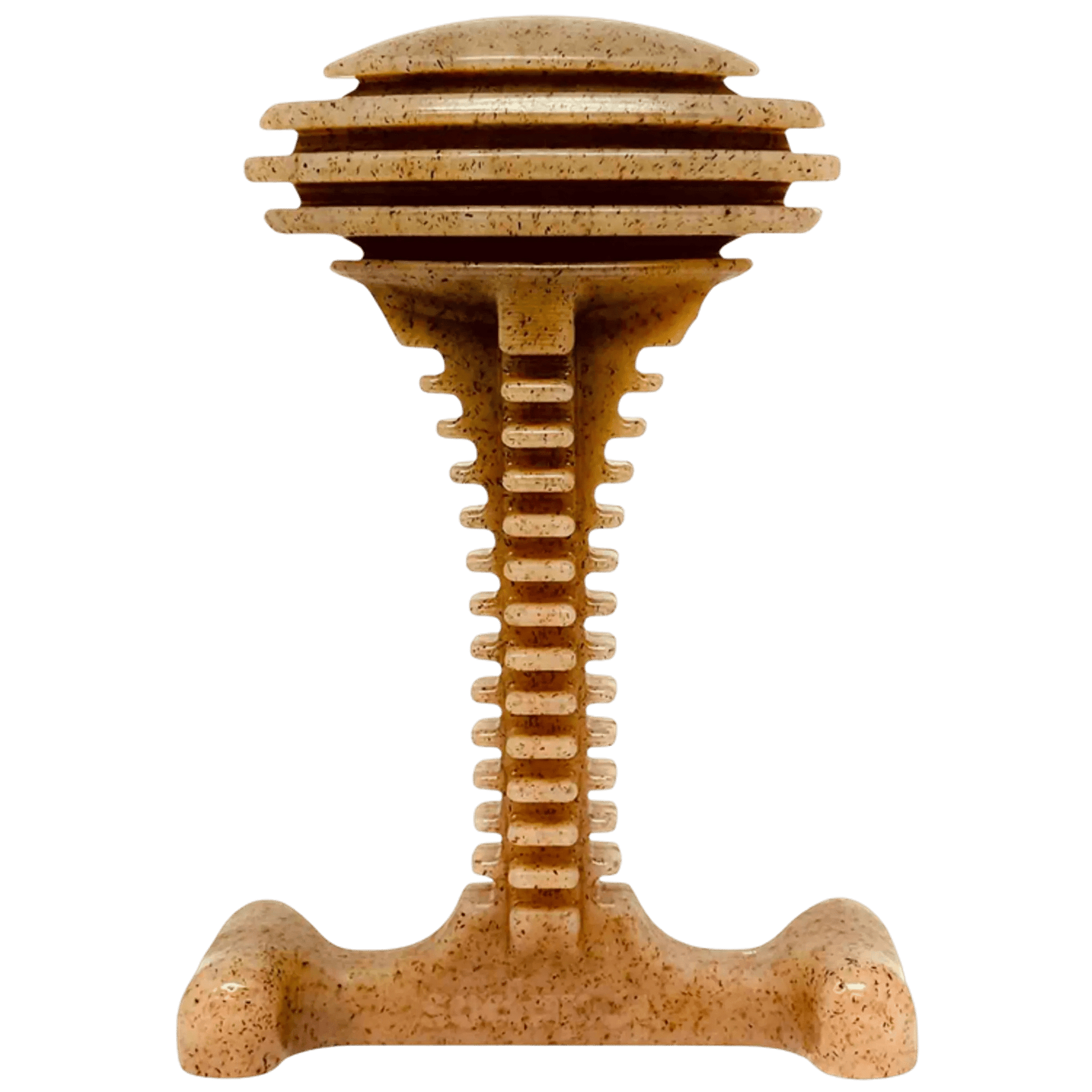 Brown speckled SodaPup Honey Bone nylon chew toy for heavy chewers with ridged grooves