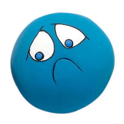 Blue Zanies latex dog toy with sad expression and pensive eyes