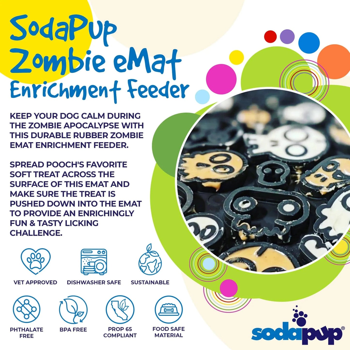 Zombie Enrichment Lick Mat | Halloween Skull Design