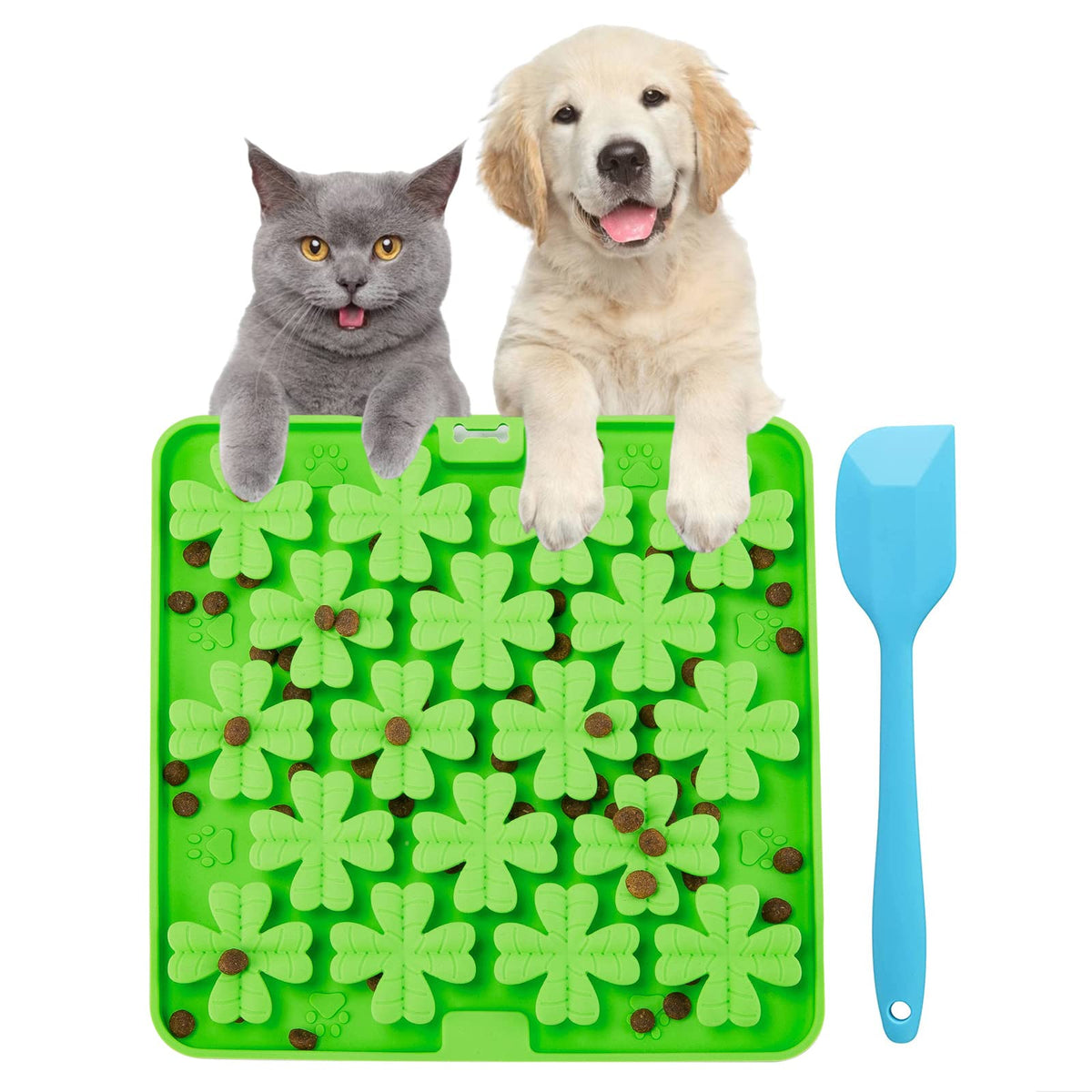 KIOLUS Lick Mat for Dogs and Cats Interactive Slow Feeder Dog Bowls Mat with Suction Cups for Dog Anxiety Relief Cat Food Mat for Pet Bathing Grooming Peanut Butter Licking Pad for Boredom Reducer