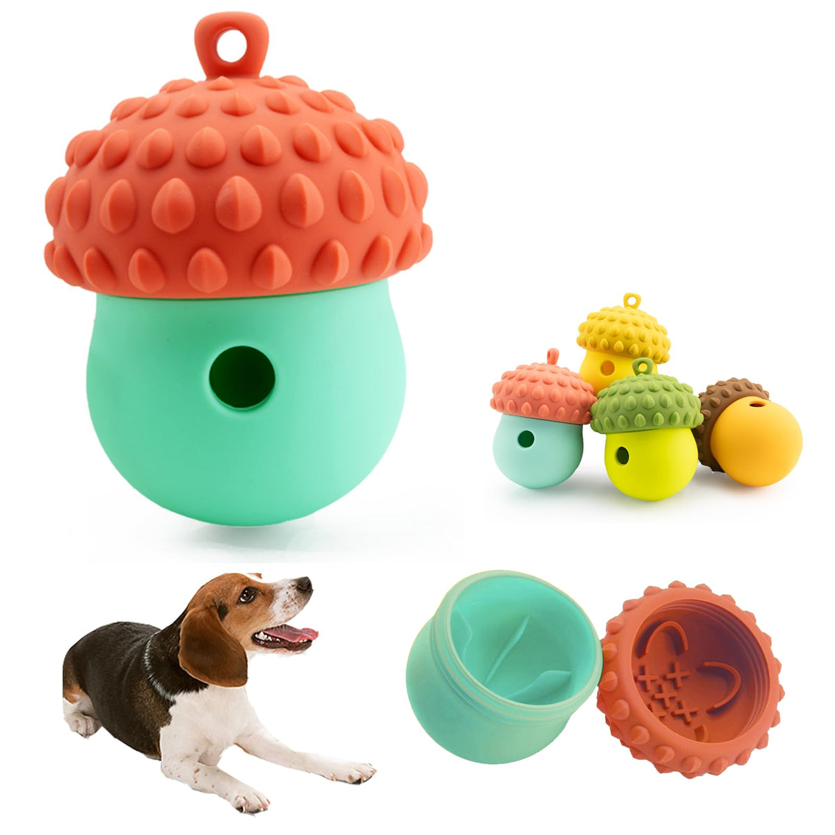 ZOURYNUA Interactive Dog Toys Detachable Dog Slow Feeder for Distraction Treat Dispensing Dog Toys for Fun and Enrichment Small Medium Dogs (Orange Blue)