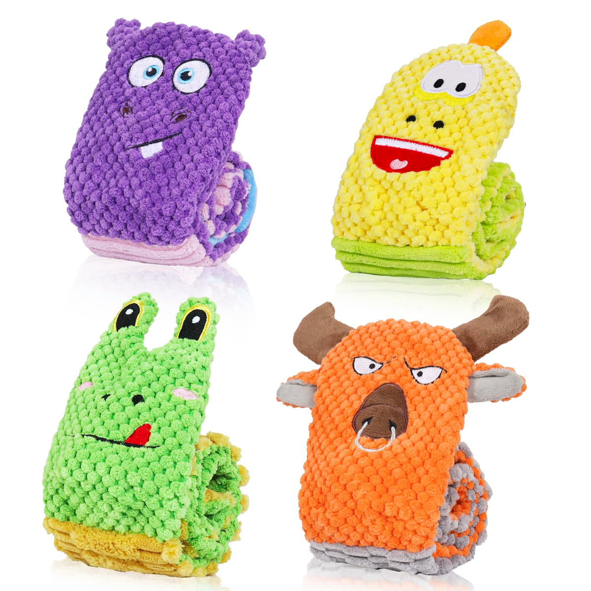 KrauzPet Dog Puzzle Toy Treat Dispensing Enrichment Toys for Boredom Mental Stimulation [4 Pack] Squeaky Crinkle Snuffle Food Puzzles for Puppy Small Medium Dogs