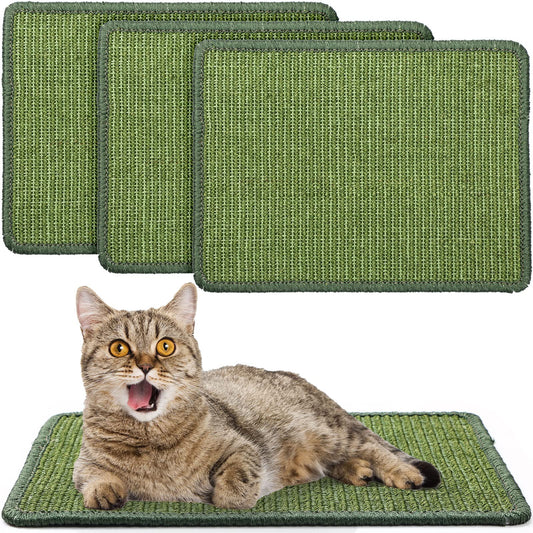 4 Pcs Cat Scratcher Mat Sisal Cats Scratch Mats Horizontal Cat Floor Scratching Pad Rug Sisal Fabric Cat Scratch Mat for Protecting Carpets Sofas and Cat Grinding Claws Green 11.8" x 15.7"