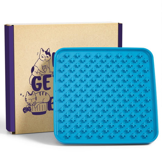 LE TAUCI PET Slow Feeder Dog Bowl 7.5 Inch Lick Mat for Medium and Large Breed Anxiety Relief Licking Mat Puzzle Feeder for Peanut Butter Treats Pet Enrichment Toys Cross Blue