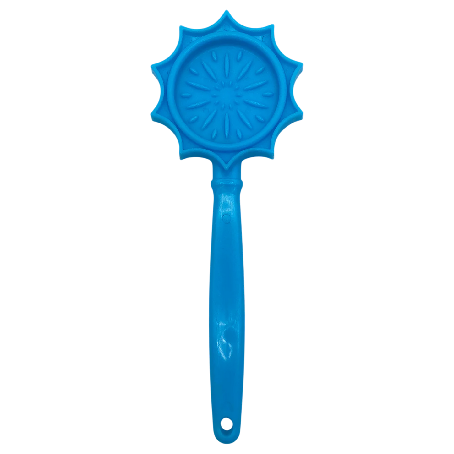 Blue sunburst patterned SodaPup lick stick with radiating lines on plain white background