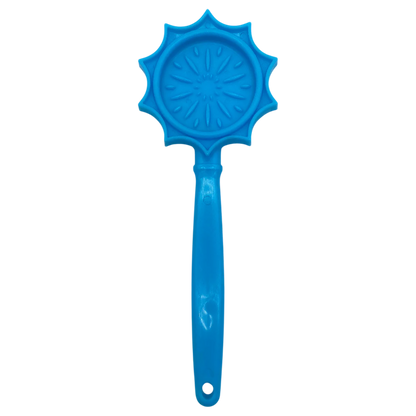 Blue sunburst patterned SodaPup lick stick with radiating lines on plain white background